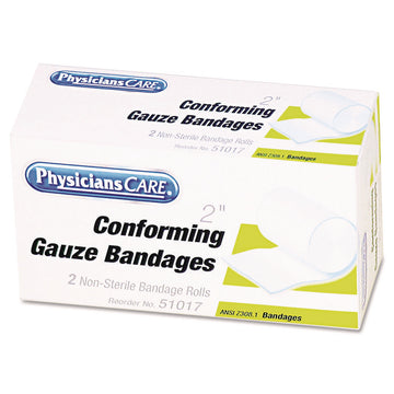 First Aid Conforming Gauze Bandage, Non-Steriile, 2" Wide, 2/Box