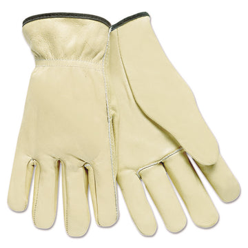 Top Grain Cowhide Leather Drivers Gloves, Gunn Cut, Straight Thumb, Large, Tan, 12 Pairs