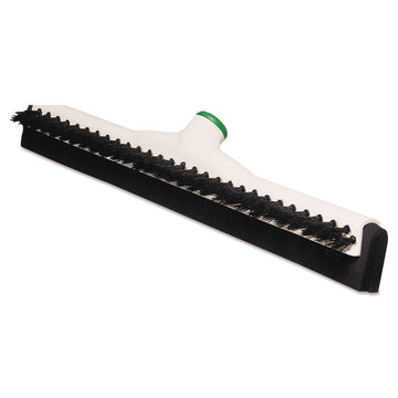 Sanitary Brush with Squeegee, Black Polypropylene Bristles, 18" Brush, Moss Plastic Handle