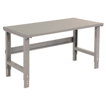Standard Duty Steel Top Adjustable Height Workbench, 2,000 lbs, 60 x 30 x 30.88 to 36.88, Gray