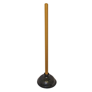 Plunger, 20" Wood Handle, 6" dia, Black