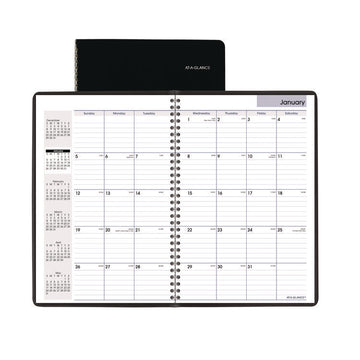 DayMinder Monthly Planner, Ruled Blocks, 12" x 8", Black Cover, 14-Month: Dec 2025 to Jan 2027