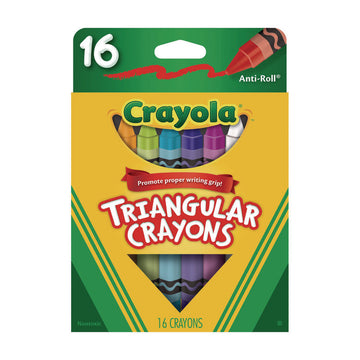 16-Color Triangular Crayons, Regular Size, 0.75" x 4", 16 Assorted Colors, 16/Box