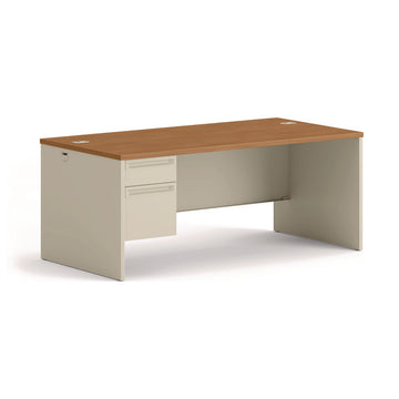 38000 Series Left Pedestal Desk, 72" x 36" x 29.5", Harvest/Putty