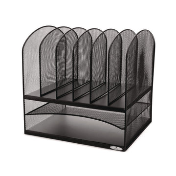 Onyx Mesh Desk Organizer with Two Horizontal and Six Upright Sections, Letter Size Files, 13.25" x 11.5" x 13", Black