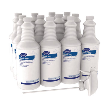 Glance Glass and Multi-Surface Cleaner, 12 Capped 32 oz Bottles and One Trigger Sprayer, 12/Carton