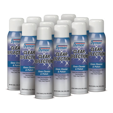 Dymon Clear Reflections Aerosol Glass Cleaner - For Screen, Window, Mirror, Lens, Windshield - 19 fl oz (0.6 quart) - Recommended For: Grease Remover, Fingerprint Remover, Soil Remover, Oil Remover - Residue-free - Silver, Blue - 1 Each