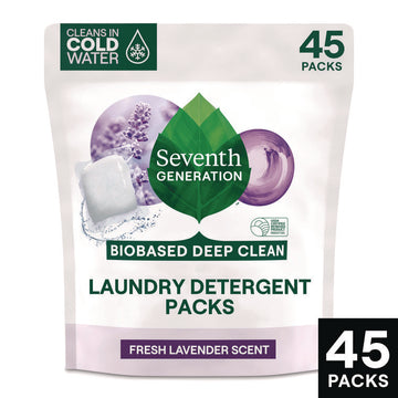 Natural Laundry Detergent Packs, Powder, Lavender Scent, 45 Packets/Pack, 8/Carton