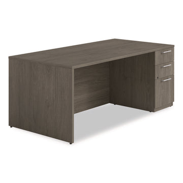 Alera Seville Series Single Pedestal Desk, Right Pedestal, 72" x 36" x 29", Walnut