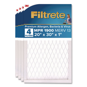 Premium Allergen, Bacteria and Virus Air Filter, MERV 13, MPR 1900, 20 x 30, 4/Carton