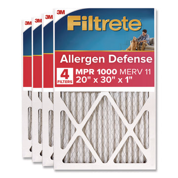 Allergen Defense Air Filter, MERV 11, MPR 1000, 20 x 30, 4/Carton