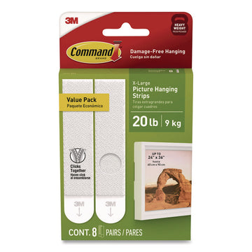 Damage-Free Hanging Picture Hanging Strip Pairs, Holds up to 5 lb, 8/Pack