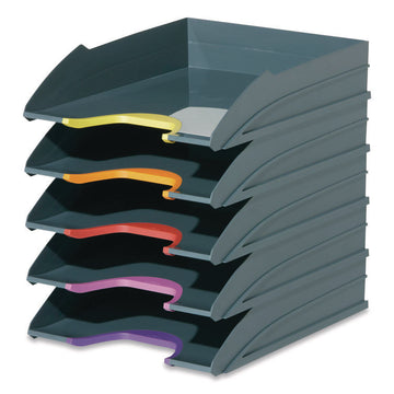 DURABLE VARICOLOR Desk Tray - Desktop - Stackable, Front Cut-out - Gray - Plastic - 1 Pack