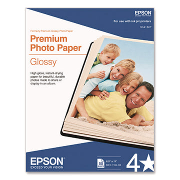 Premium Photo Paper, 10.4 mil, 8.5 x 11, High-Gloss White, 50/Pack