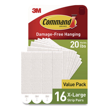 Damage-Free Hanging Picture Hanging Strip Pairs, Holds up to 5 lb, White, 16/Pack