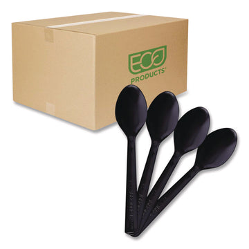 100% Recycled Content Cutlery, Spoon, Plastic, Black, 50/Pack, 20 Pack/Carton