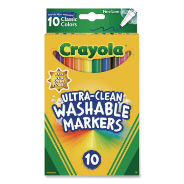 Ultra-Clean Washable Markers, Fine Line Precision Bullet Tip, Assorted Colors, 10/Box