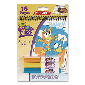 Bluey Color and Erase Reusable Activity Pad, Includes Three Markers, Ages 3 and Up, 16 Pages