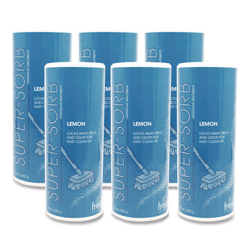 Super-Sorb Liquid Spill Absorbent, Lemon Scent, 720 oz Absorbing Volume, 12 oz Shaker Can, 6/Box