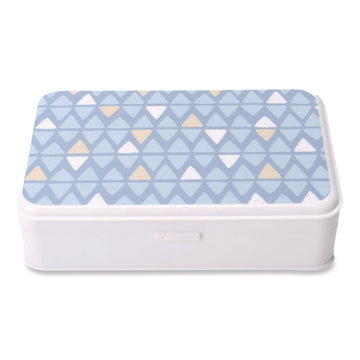 Pencil Case, Triangle Pattern, 2 Compartments, 5" x 8.75" x 2.75", Blue/White