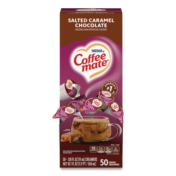 Liquid Coffee Creamer, Salted Caramel Chocolate, 0.38 oz Mini Cups, 50/Box