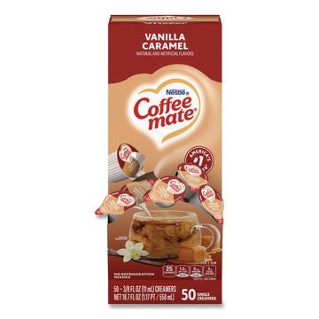 Liquid Coffee Creamer, Vanilla Caramel, 0.38 oz Mini Cups, 50/Box