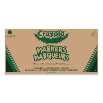 Non-Washable Marker, Broad Bullet Tip, Assorted Classic Colors, 256/Box