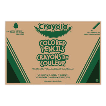 Color Pencil Classpack Set with (240) Pencils and (12) Pencil Sharpeners, 3.3 mm, 2B, Assorted Lead and Barrel Colors, 240/BX