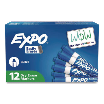 Low-Odor Dry-Erase Marker, Medium Bullet Tip, Blue, Dozen