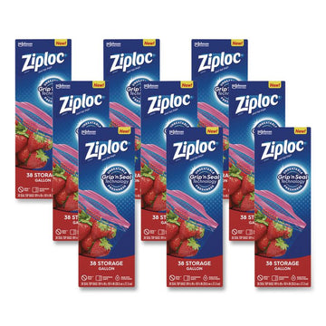 Double Zipper Storage Bags, Triple System Seal, Gallon, 10.56" x 10.75", Clear, 38 Bags/Box, 9 Boxes/Carton