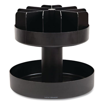 Supreme Lazy Suzan Condiment/Snack Organizer, 2 Compartments, 22.05 x 2.05 x 16.14, Black