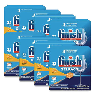 Dish Detergent Gelpacs, Orange Scent, Box of 32 Gelpacs, 8 Boxes/Carton