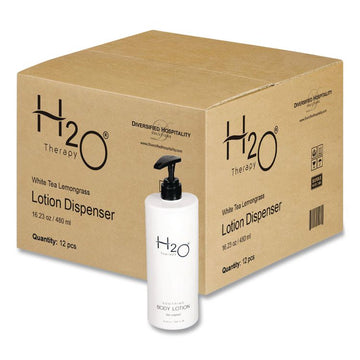 H2O Therapy Body Lotion Air Pump, 16.23 oz Bottle, White Tea and Lemongrass Scent, 12/Carton
