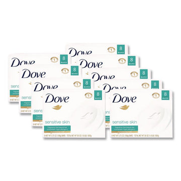 Sensitive Skin Bath Bar, Unscented, 3.75 oz, 8 Bars/Pack, 9 Packs/Carton