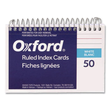 Spiral Index Cards, Ruled, 4 x 6, White, 50/Pack