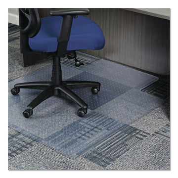 Studded Chair Mat for Flat to Low Pile Carpeted Floors, Rectangular with Wide Lip, Beveled Edges, 45" x 53", Clear
