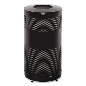 Classics Perforated Open Top Receptacle, 25 gal, Steel, Black