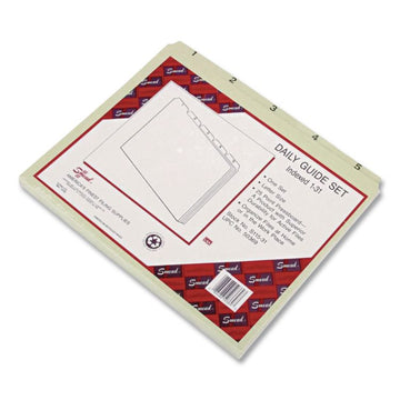 100% Recycled Daily Top Tab File Guide Set, 1/5-Cut Top Tab, 1 to 31, 8.5 x 14, Green, 31/Set