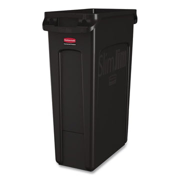 Slim Jim with Venting Channels, 23 gal, Plastic, Black