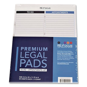 Premium Legal To-Do/Appointment List Pads, List Format, (30) Light Blue/Dark Blue/White Marble 8.5 x 11 Sheets, 2/Pack