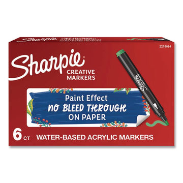 Sharpie Creative Markers - Green Ink - Water Based, Acrylic Based - 6 / Box