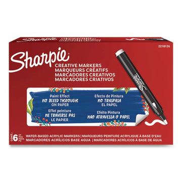 Creative Markers, Bullet Tip, White, 6/Pack