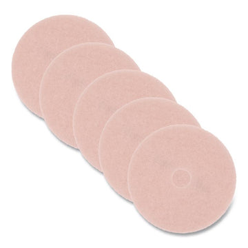 Burnish Floor Pads, 28" Diameter, Pink, 5/Carton
