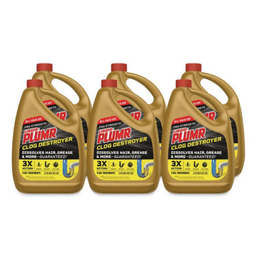 Pro-Strength Full Clog Destroyer Plus PipeGuard, Gel, 80 oz Bottle, 6/Carton
