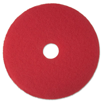 Low-Speed Buffer Floor Pads 5100, 14" Diameter, Red, 5/Carton