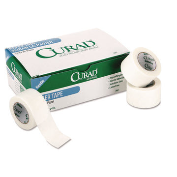 Paper Adhesive Tape, Medium-Duty, 1" x 10 yds, White, 12/Pack