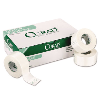 First Aid Cloth Silk Tape, Heavy-Duty, 1" x 10 yds, White, 12/Pack