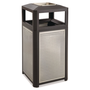Evos Series Steel Waste Container, 38 gal., Steel, Powder Coated Finish, Black