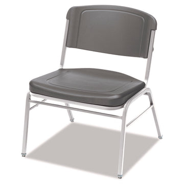 Iceberg Big and Tall Stack Chairs, 4-Pack - Charcoal Gray Seat Color - Polyethylene Seat Material - Powder Coated Steel Frame Material - 4 / Pack