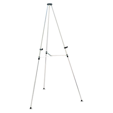 Lightweight Telescoping Tripod Easel, 38" to 66" Tall, Metal, Silver, Supports Up to 25 lb